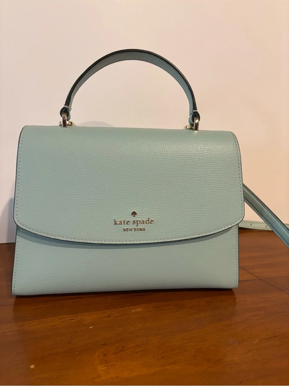 kate spade light blue leather top-handle satchel
